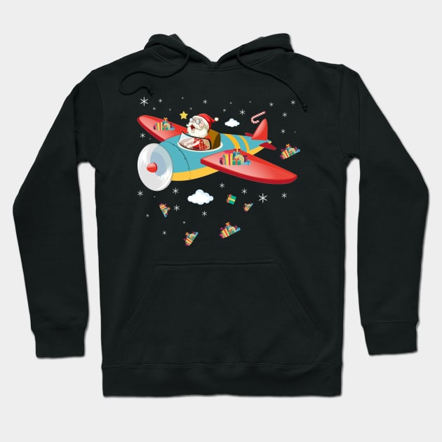 Christmas Santa Claus Pilot Flying Airplane TShirt Gift Hoodie by mazurprop